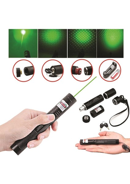 Green Laser Pointer Şarjlı Güçlü Yeşil Lazer Metal Kasa Power Lazer Şarjlı