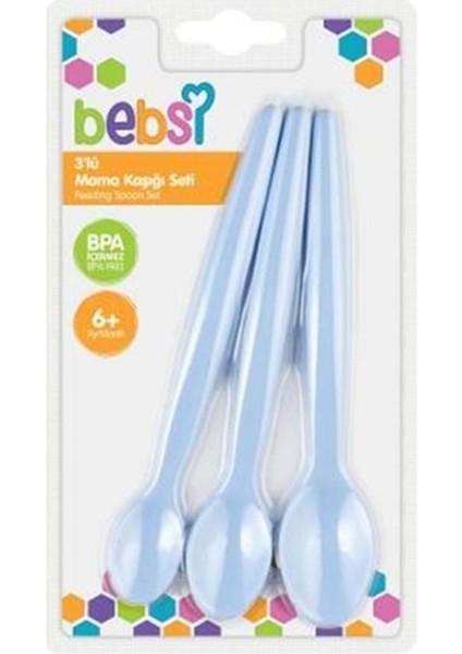 Wee Bebsi 323 Üçlü Set Mama Kaşığı Mavi