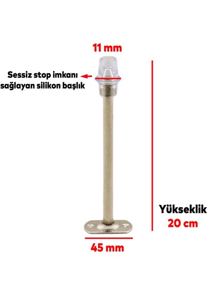 Kapı Stoperi Tamponu 20 cm Krom Metal Vidalı Kapı Stopu Silikonlu