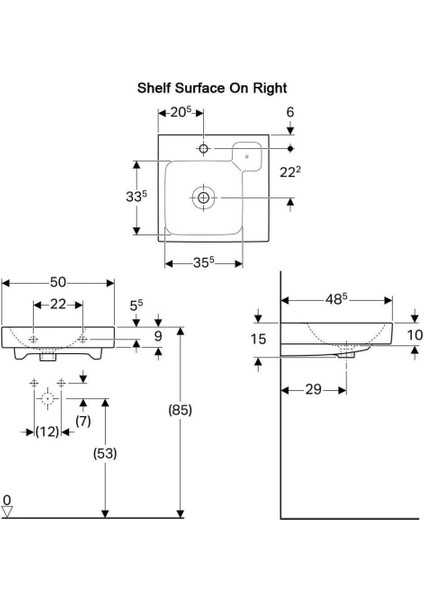 Icon Lavabo Sabunluklu 50 Cm 124050000 fiyatları