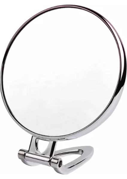 Masaüstü Standlı Makyaj Aynası Katlanabilir Ayna - El Aynası - Yuvarlak Gümüş Renk