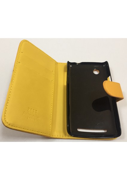 Turkcell T21 Kartlıklı Kapaklı Kılıf Hardal Renk