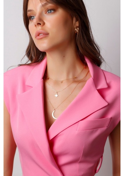 Altın Renk Kutup Yıldızı ve Hilal Figürlü Çok Katmanlı Kombin Kolye - 446 indirimleri