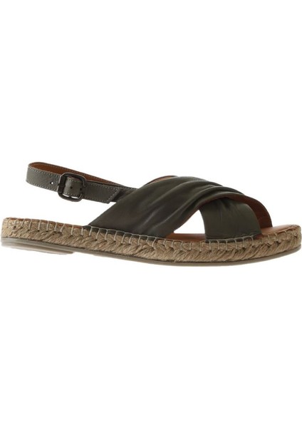 Yeşil Deri Kadın Espadril Sandalet