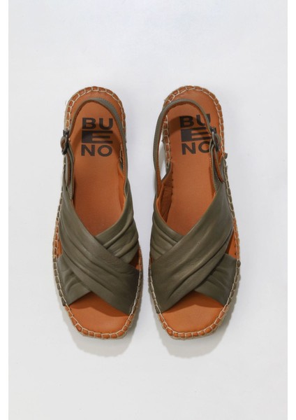 Yeşil Deri Kadın Espadril Sandalet fiyatları