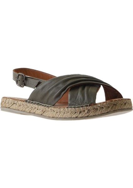Yeşil Deri Kadın Espadril Sandalet modelleri