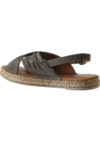 Yeşil Deri Kadın Espadril Sandalet indirimleri