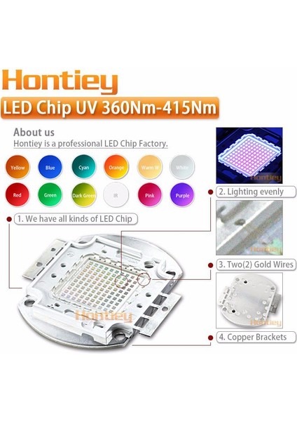 100W Uv Ultravıole Smd LED Chip 395-400NM Bakır Kafes fırsatları