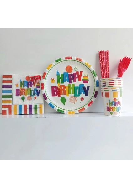 Happy Birthday Temalı Rengarenk Doğum Günü Set