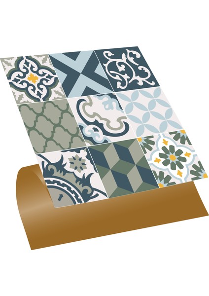 Kendinden Yapışkanlı Karma Green Desenli Pvc Karo 30X30 cm (56 Adet) 5m2