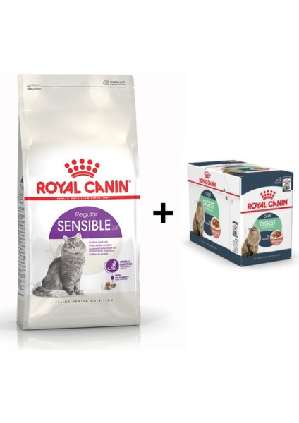 Sensible 33 Kuru Kedi Maması 2 kg + 12 Adet Yaş Mama