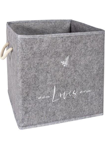 Keçe Raf Düzenleyici Sepet Katlanabilir Saklama Kutusu Baskılı Çok Amaçlı Kutu Gri 30*30*30 Cm