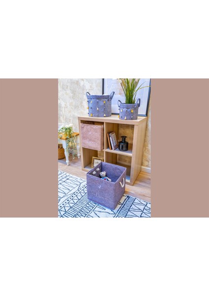 Keçe Raf Düzenleyici Sepet Katlanabilir Saklama Kutusu Baskılı Çok Amaçlı Kutu Gri 30*30*30 Cm modelleri