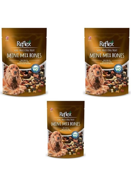 Semi-Moist Mini Mix Bones Yarı Yumuşak Köpek Ödül Kemiği 150 gr x 3 Adet