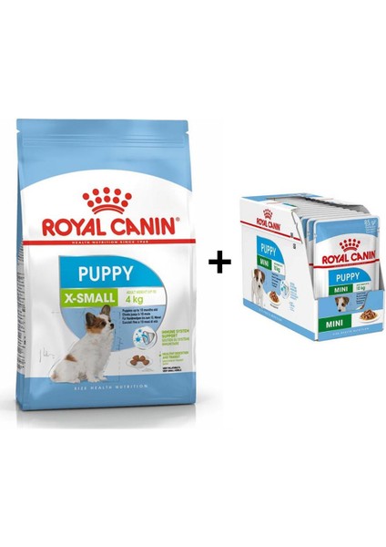 X-Small Puppy Küçük Irk Yavru Köpek Maması 3 kg + 12 Adet Yaş Mama