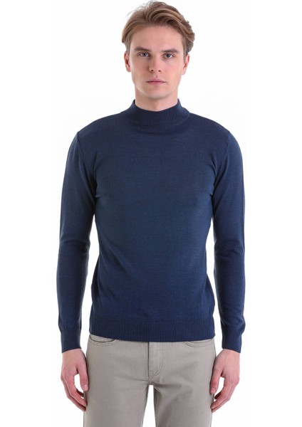 Indigo Regular Fit Düz Yarım Balıkçı Yaka Yün Triko Kazak modelleri