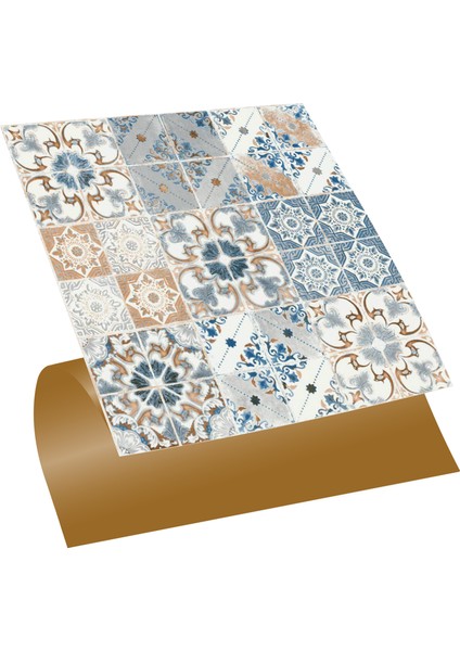 Kendinden Yapışkanlı Mavi Fas 4 Desenli Pvc Karo 30X30 cm (56 Adet) 5m2