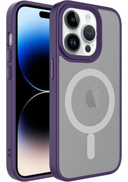 Apple iPhone 14 Pro Uyumlu Metal Kamera Çerçeveli Magsafe Seri Arka Koruma