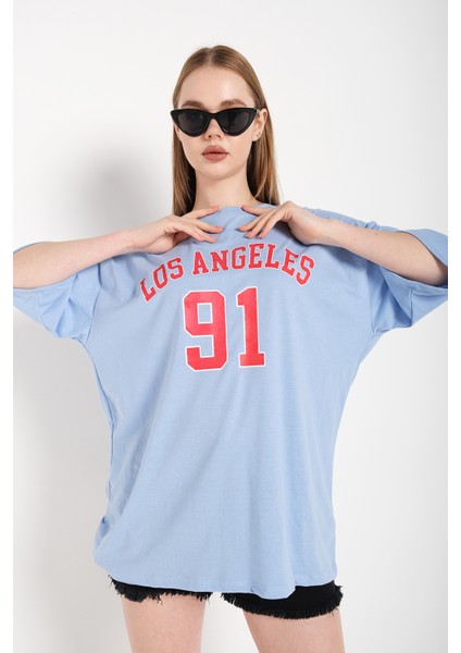 Kadın Los Angeles 91 Baskılı Oversize Tişört