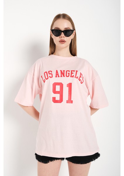 Kadın Los Angeles 91 Baskılı Oversize Tişört