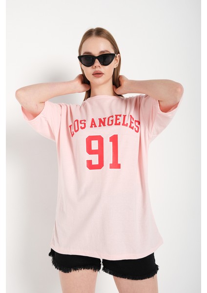 Kadın Los Angeles 91 Baskılı Oversize Tişört