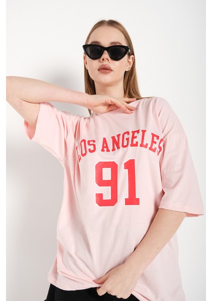 Kadın Los Angeles 91 Baskılı Oversize Tişört