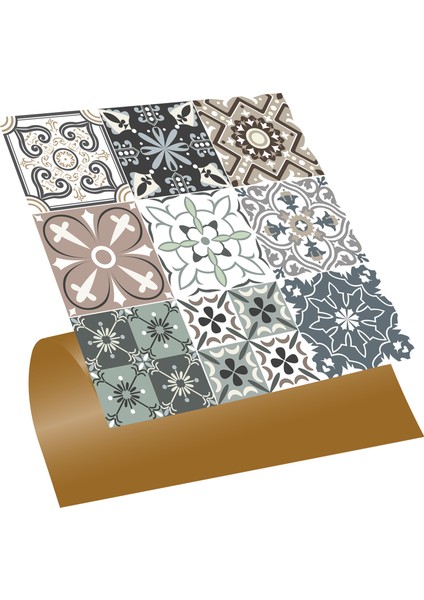 Kendinden Yapışkanlı Kimono Desenli Pvc Karo 30X30 cm (56 Adet) 5m2