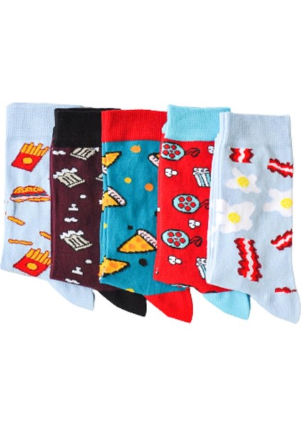5'li Yiyecek Desenli Erkek Çorap 4422-B5