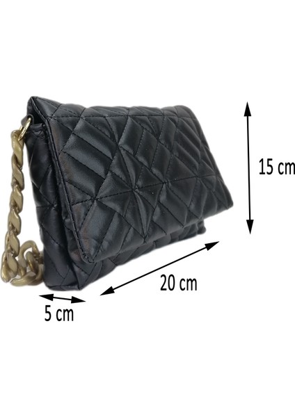 2230 Nakış Işlemeli Plastik Zincir Kulplu Kadın El Çanta - Siyah modelleri