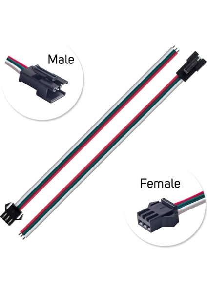 Roba 3 Pin Jst Sm 10CM Kablo Çifti Erkek Dişi Bağlantı Soketi LED Konnektör Şerid LED RGBWS2812B WS2811