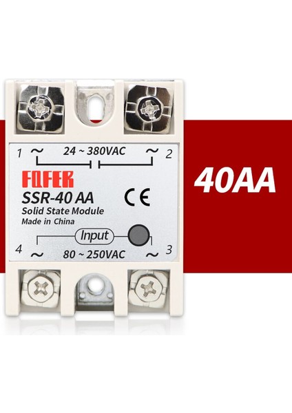 Roba SSR-40AA Röle Tek Fazlı Solid State 80-250VAC 40A Anahtar Kontaktör