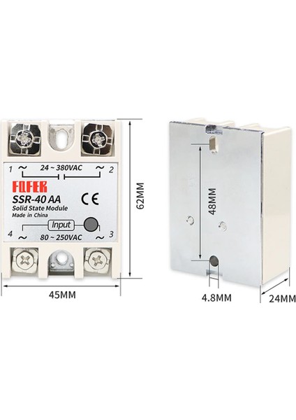 Roba SSR-40AA Röle Tek Fazlı Solid State 80-250VAC 40A Anahtar Kontaktör