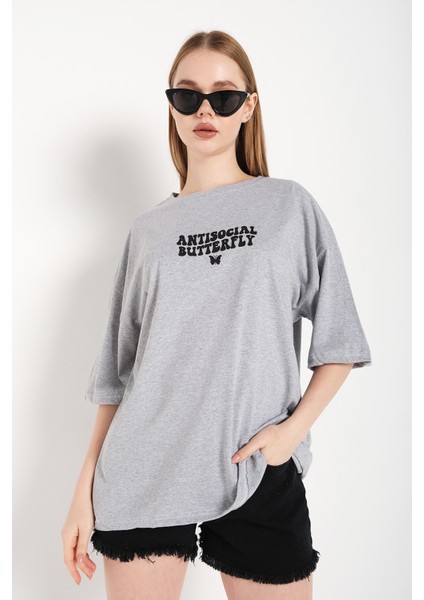 Logo Baskılı Tişört Antisocial Butterfly modelleri