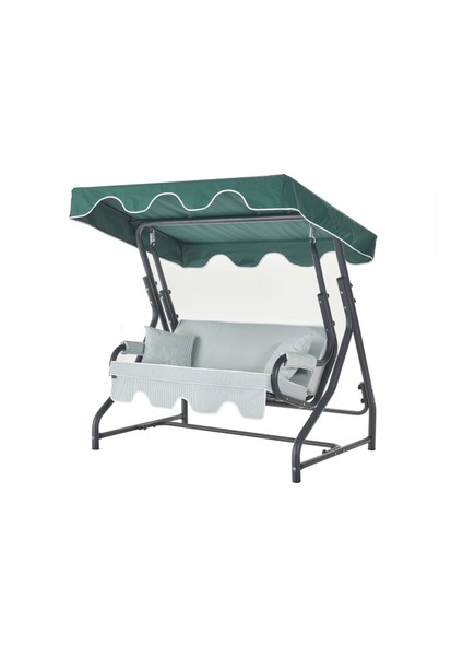 Morus 2 Kişilik Bahçe Balkon Teras Salıncağı - Yeşil Çizgili