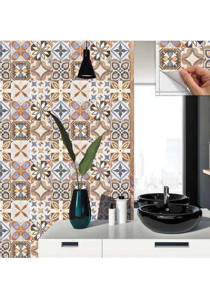 Kendinden Yapışkanlı Karma Afrika Desenli Pvc Karo 30X30 cm (56 Adet) 5m2