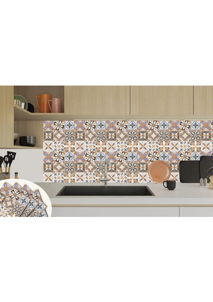 Kendinden Yapışkanlı Karma Afrika Desenli Pvc Karo 30X30 cm (56 Adet) 5m2