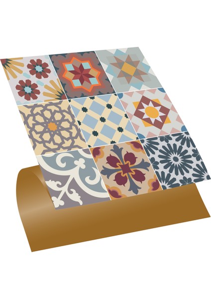 Kendinden Yapışkanlı Karma Agora Desenli Pvc Karo 30X30 cm (56 Adet) 5m2