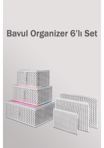 6'lı Valiz Düzenleyici Set- Çizgili