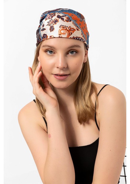 Saria Moda Etro  Desen Lacivert Fular Bandana