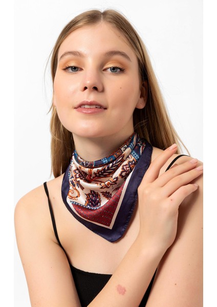 Saria Moda Etro  Desen Lacivert Fular Bandana