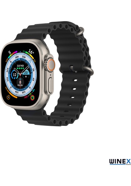 42-49MM Yeni Nesil Apple Uyumlu Akıllı Saat Kordonu Silikon Siyah fırsatları