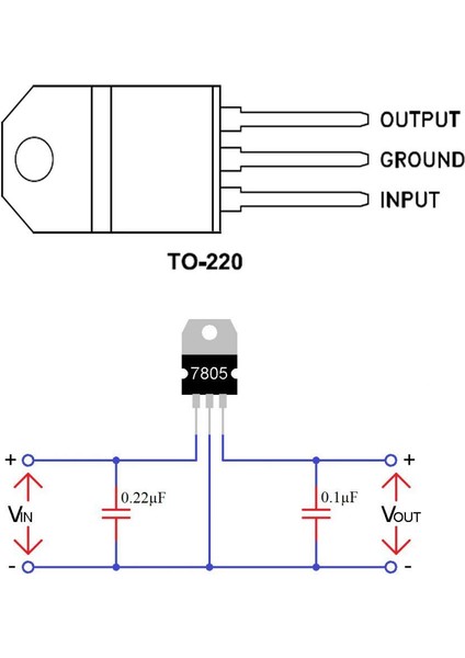 Roba L7805CV 3 Pin Dc 5V Lineer Voltaj Düşürücü Regülatör Enregre