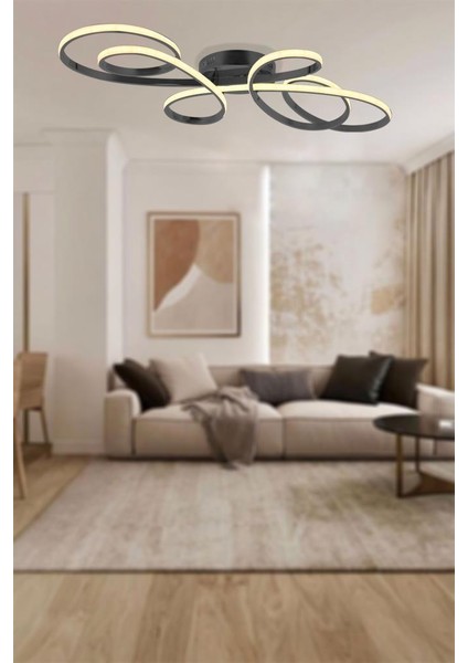 1012-SY Siyah LED Avize(Beyaz Işık -Sarı Işık - Gün Işığı)