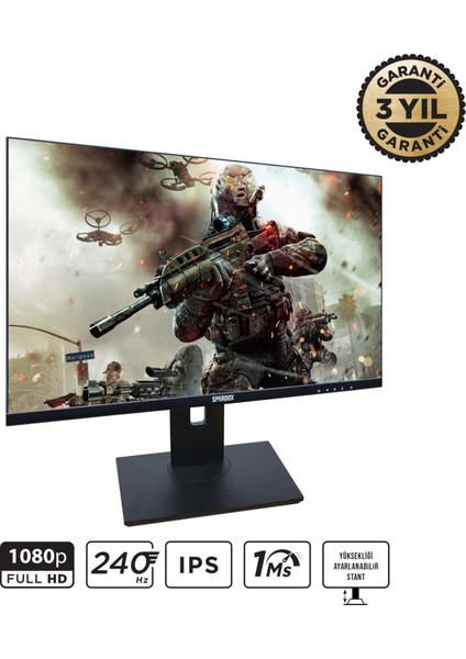 Gaming SG-24240P 24" 1ms 240Hz IPS Full HD Pivot Oyuncu Monitörü