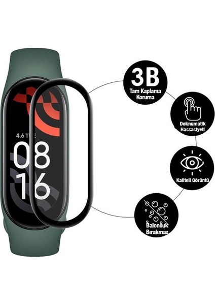 Polham Xiaomi Mi Band 7 Full Kaplama Ekran Koruyucu, Su Geçirmez,parmak Izi Bırakmaz 3D Koruyucu