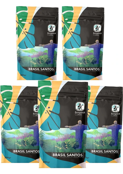 Bongardi Coffee 5X200 gr Santos Yöresel Set 1 kg Filtre Kahve Makinesi Uyumlu