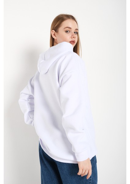 Kadın Brooklyn Dağ Baskılı Kapüşonlu Oversize Sweatshirt indirimleri