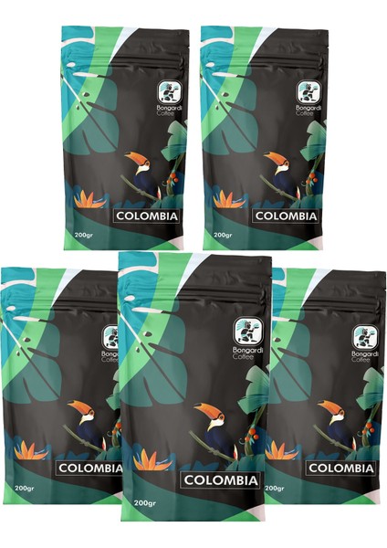 Bongardi Coffee 5X200 gr Colombia Yöresel Filtre Kahve Makinesi Uyumlu