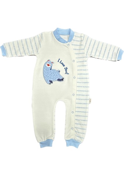 Unisex Bebek Penye Tulum Çizgili Kuzu
