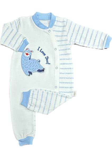 Unisex Bebek Penye Tulum Çizgili Kuzu